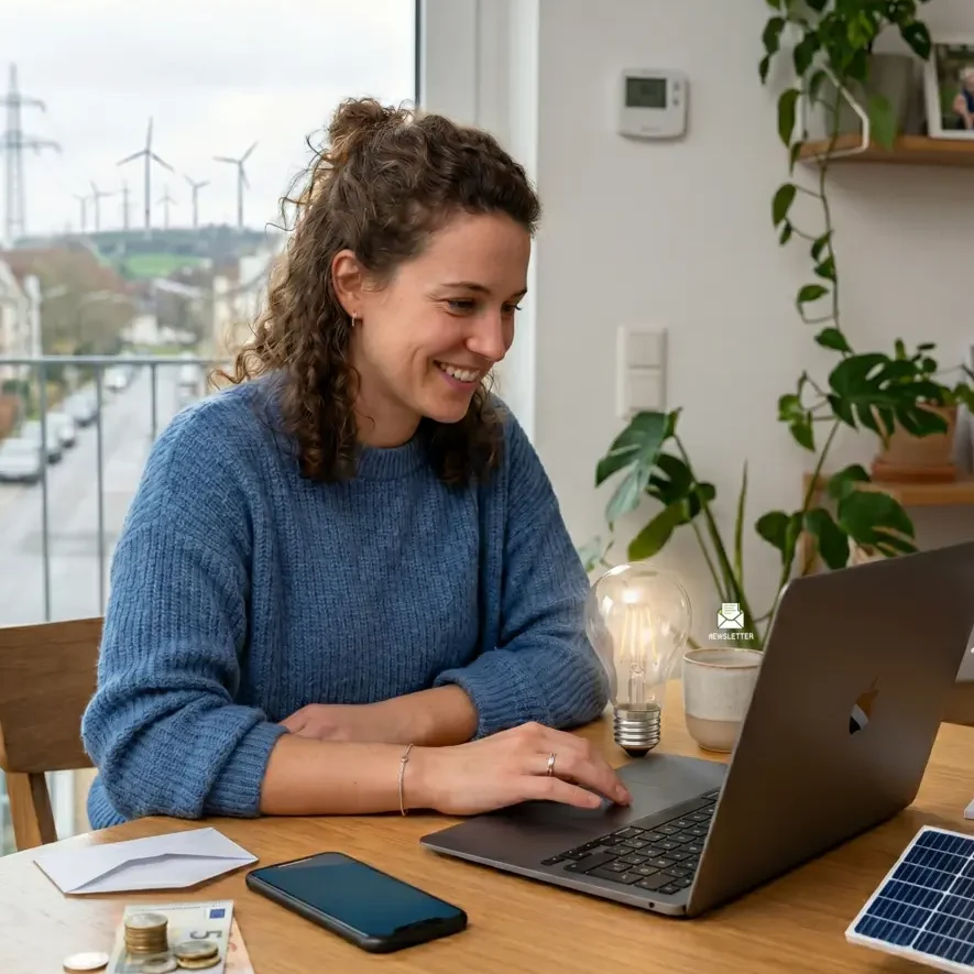 Eine Frau abonniert den Newsletter Eine Frau abonniert den Newsletter